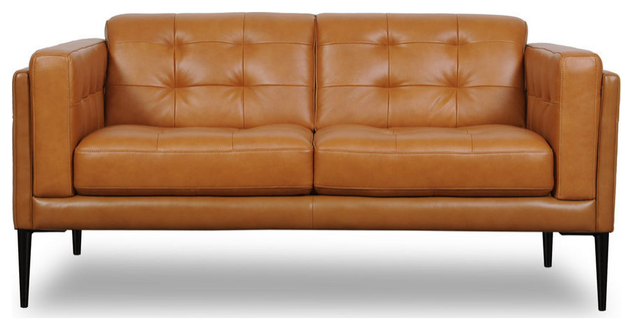 Murray Full Leather Loveseat  Tan   Midcentury   Loveseats   by Moroni  Houzz