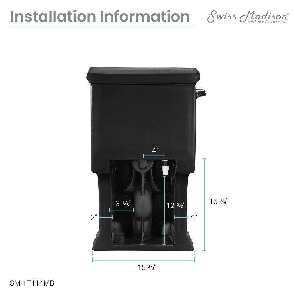 Swiss Madison Voltaire 1-Piece 1.28 GPF Single Flush Elongated Toilet in Matte Black Seat Included SM-1T114MB