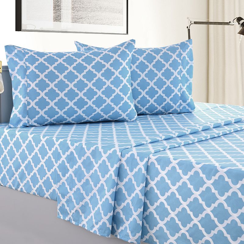 Microfiber Quatrefoil Bed Sheet Set - Lux Decor Collection