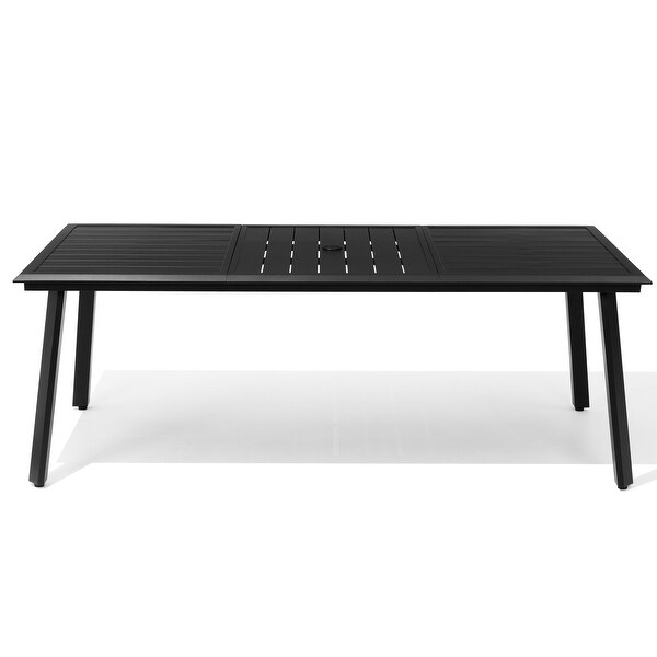 Outdoor Aluminum Dining Table Black with Umbrella Hole