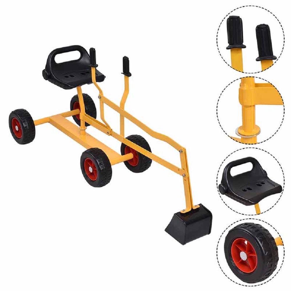 HONEY JOY Steel Frame Kid Ride-on Sand Digger Heavy-Duty Digging Scooper 4-wheel Toy Excavator TOPB001505