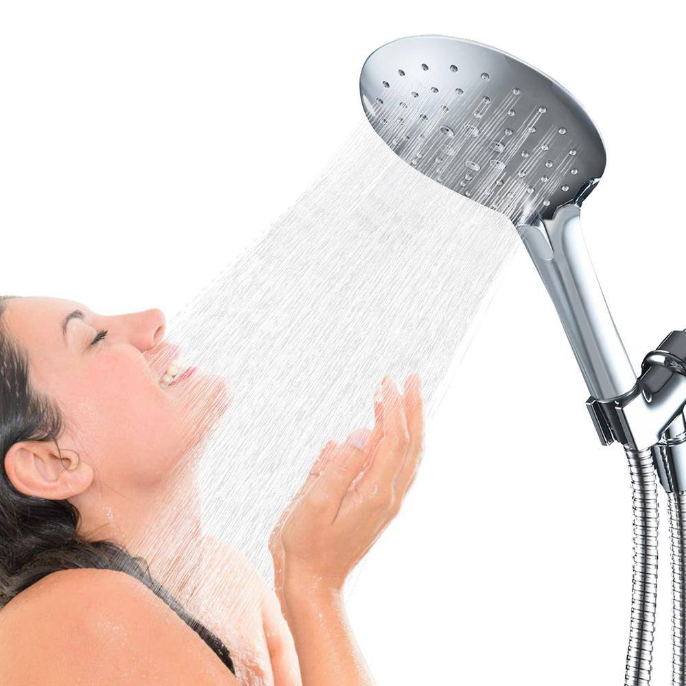 PROOX 3-Spray Patterns 5 in. High Pressure Wall Mount Handheld Shower Head in Chrome PR-HS1301