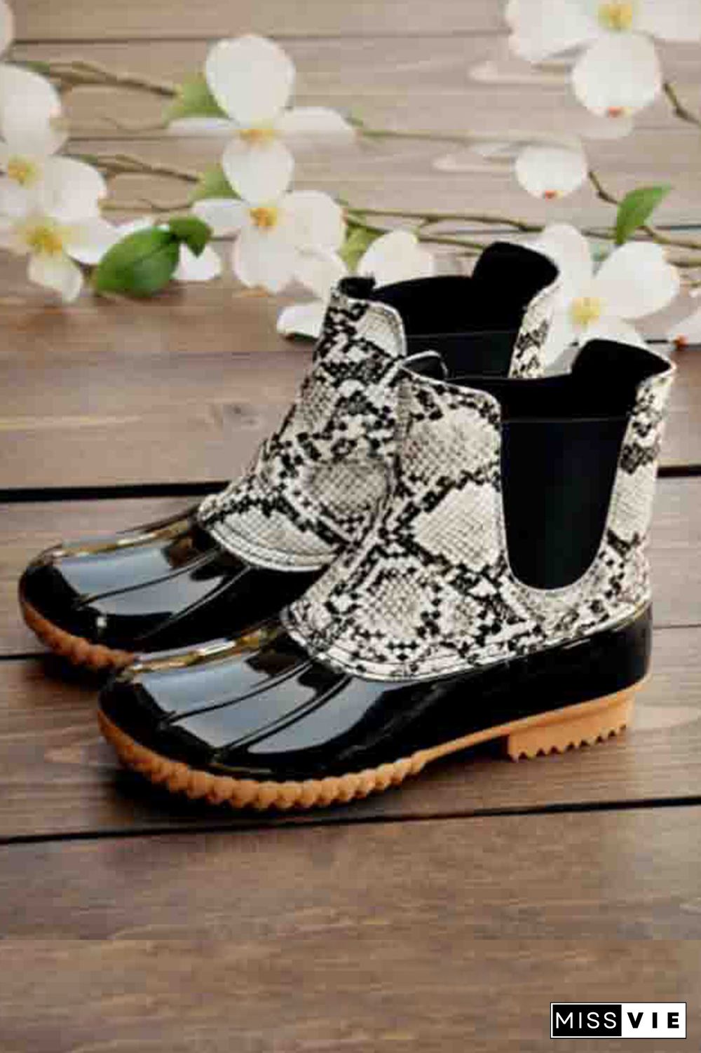 Snake Pattern Leopard Waterproof Boots