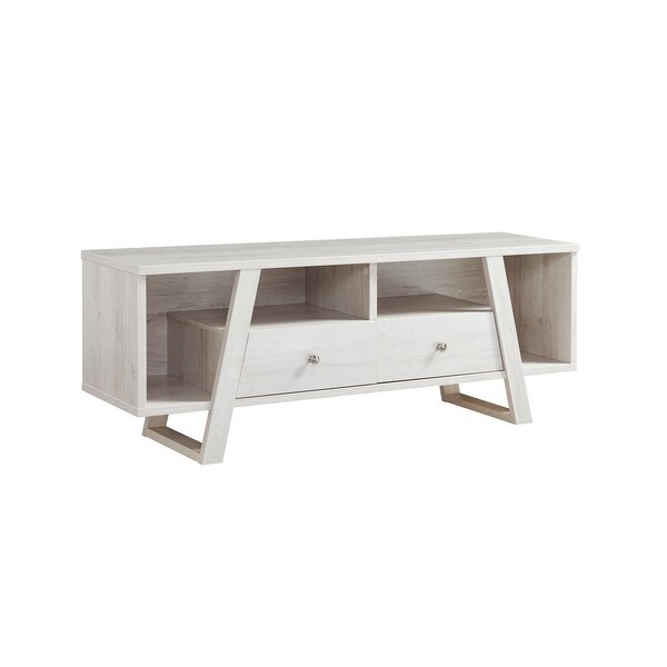 60 Inch TV Media Entertainment Console， 2 Drawers， 4 Open Shelves， White