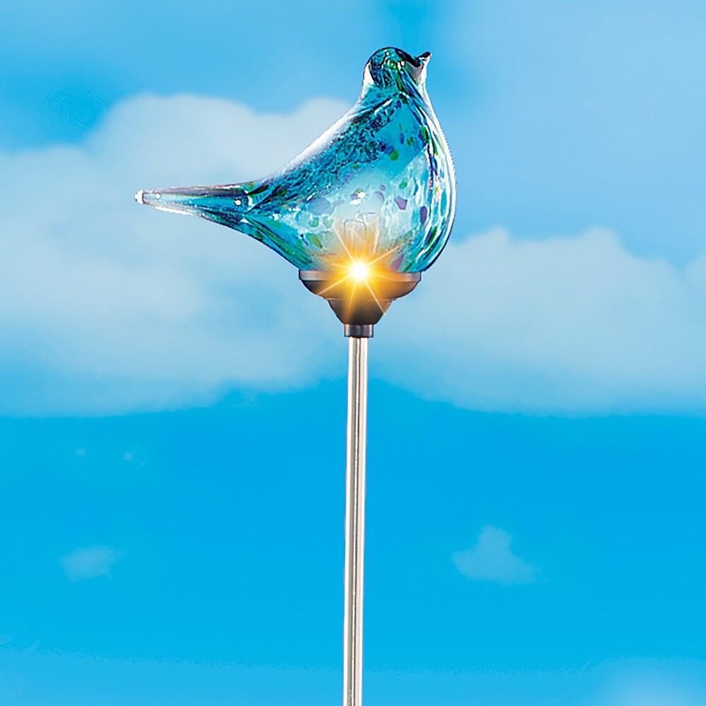 Outdoor Decorative Solar Glass Bird Garden Stake   20.000 x 5.880 x 4.000