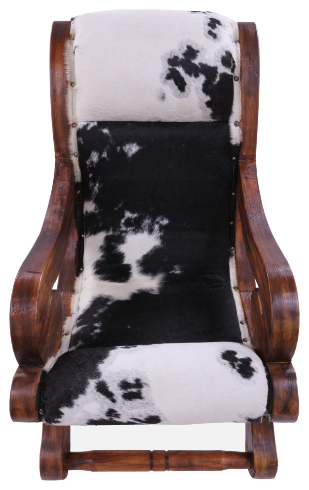 Reclaimed Wood Hair On Cowhide Handcrafted Chair C215 FC   Rustic   Armchairs And Accent Chairs   by Manhattan Rugs  Houzz