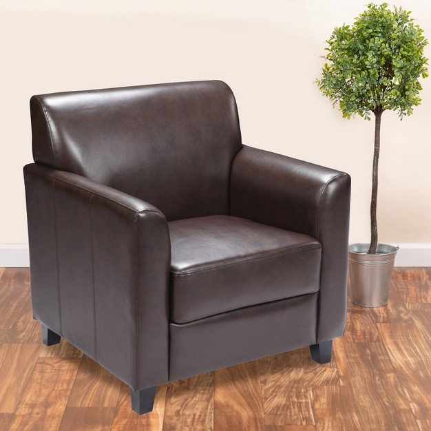 Emma And Oliver Leather Chair With Clean Line Stitched Frame