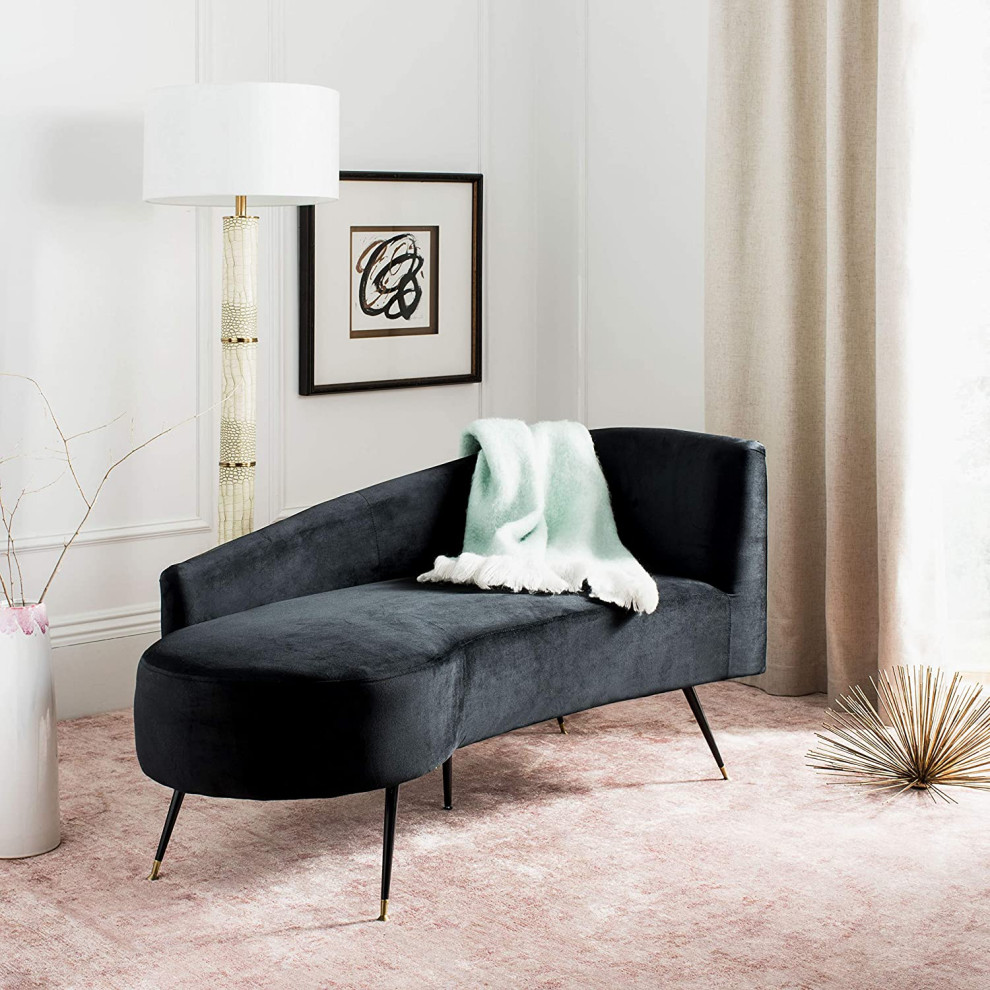 Contemporary Settee Loveseat  Slender Caped Legs  ampPadded Velvet Seat   Midcentury   Loveseats   by Decor Love  Houzz