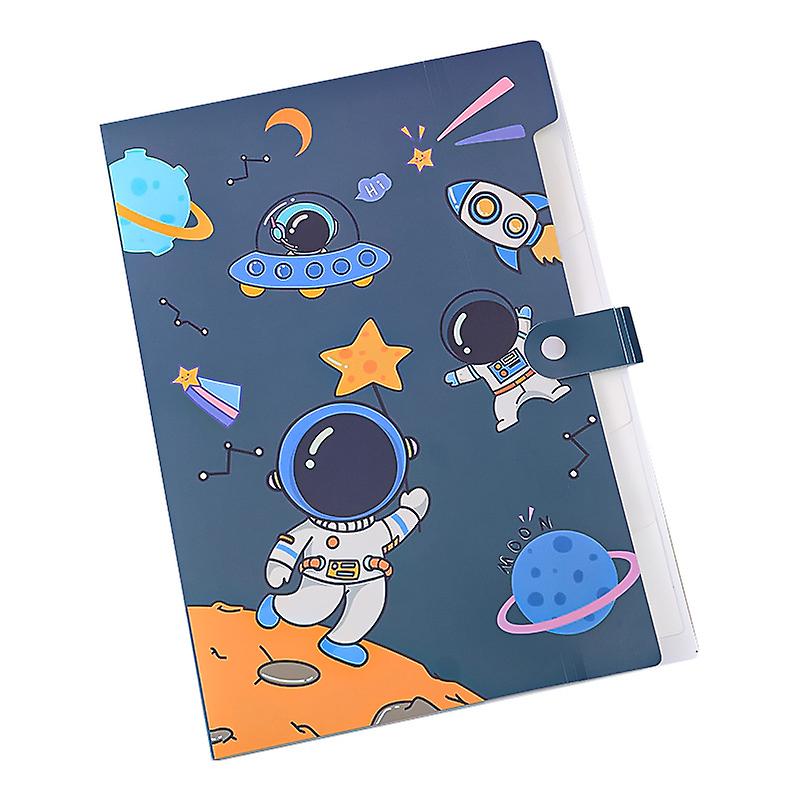 Organ Bag Cartoon Astronaut A4 Folder Student Stationery Multi-layer Organ Bag Large Capacity 6-cell Information Bag