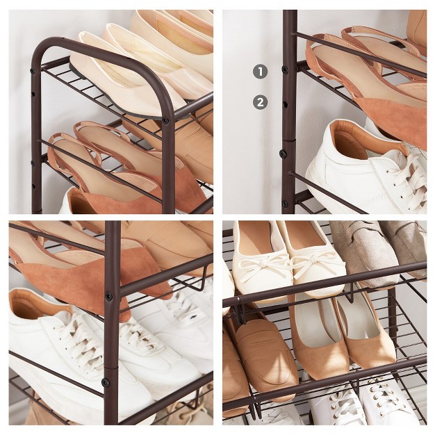 Songmics 4 Tier Metal Shoes Rack Storage Shelf Stackable Shoe Rack Bronze