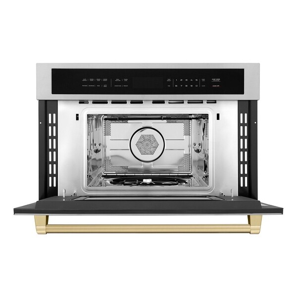 ZLINE Autograph Edition 30” 1.6 cu ft. Built-in Convection Microwave Oven in Stainless Steel and Champagne Bronze Accents