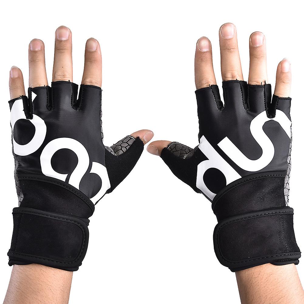 BOODUN 1 Pair Unisex Adults Gym Sports Half Finger Gloves for Weightlifting Fitness (S)