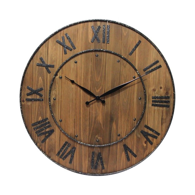 Wine Barrel Wood metal Wall Clock Infinity Instruments