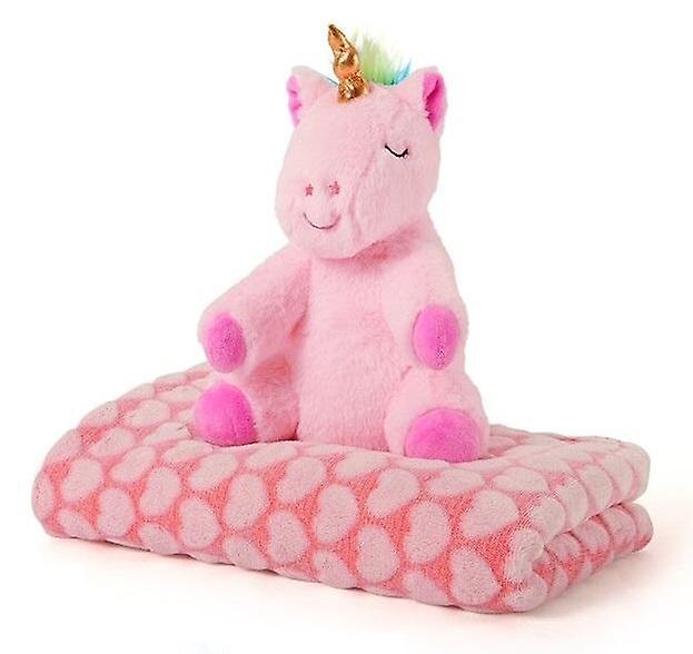 Unicorn Lily Stuffed Animal + Blanket Soft toys Plush Pink 22cm