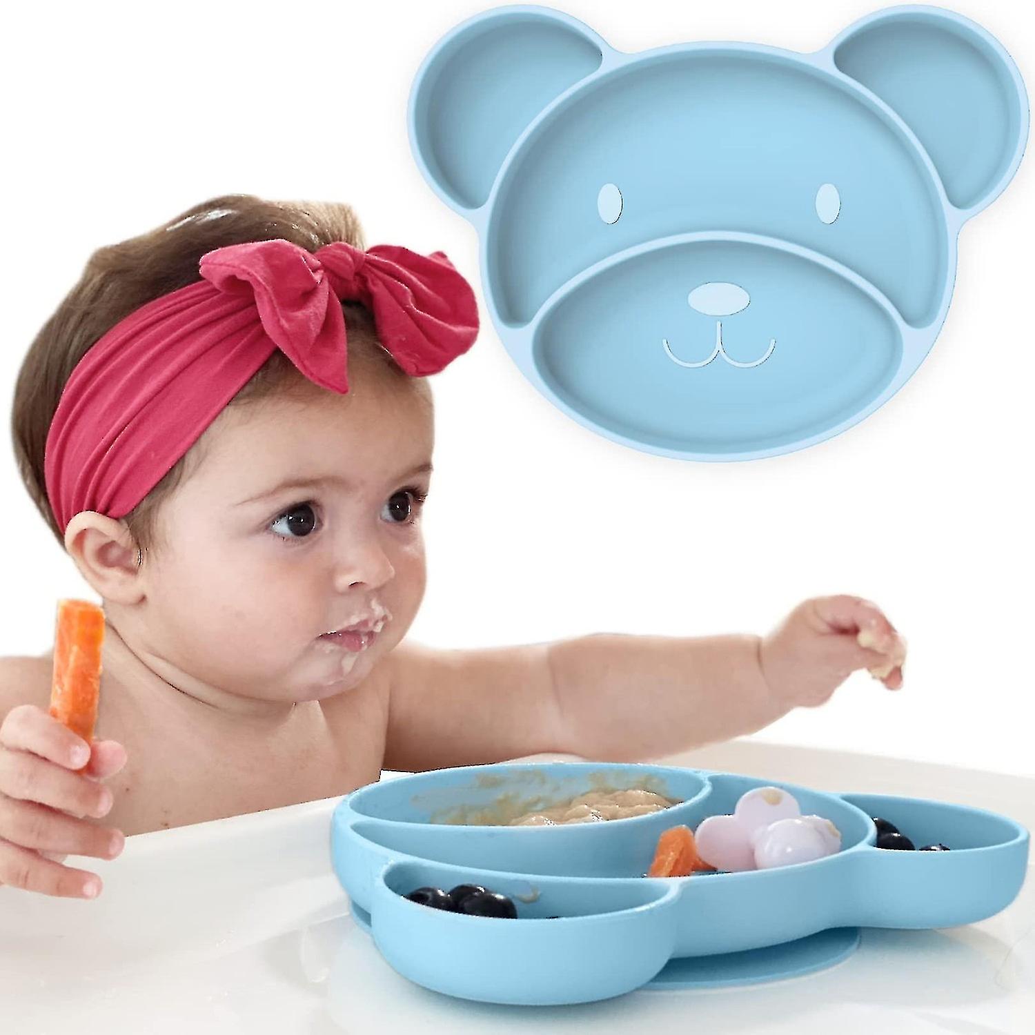 Baby Suction Plate - Non Slip Silicone Baby Weaning Plate - Stay Put Toddler Feeding Plate With Suct