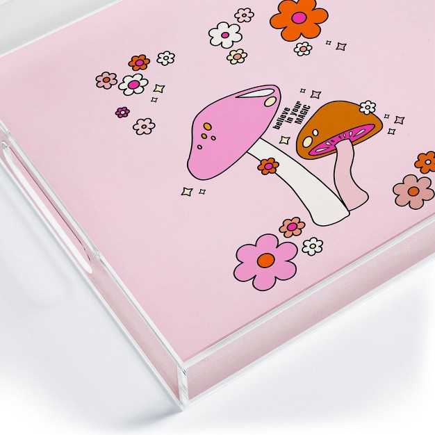 Daily Regina Designs Colorful Mushrooms And Flowers Acrylic Tray Deny Designs