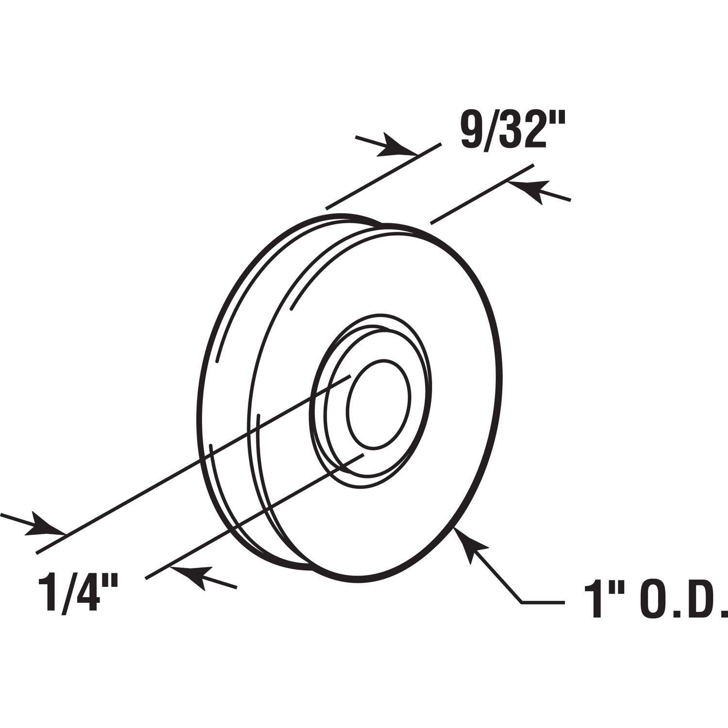 Prime-Line 1 in. D X 9/32 in. L Nylon Roller 2 pk