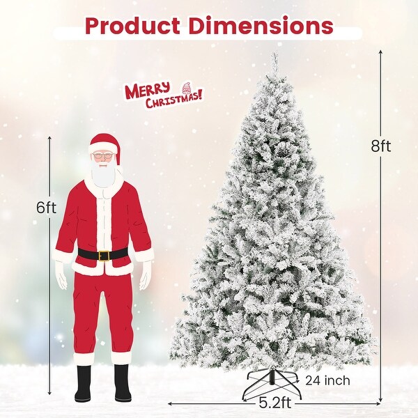 Gymax 6/7/8 FT PreLit SnowFlocked Xmas Tree 3MinuteSetup