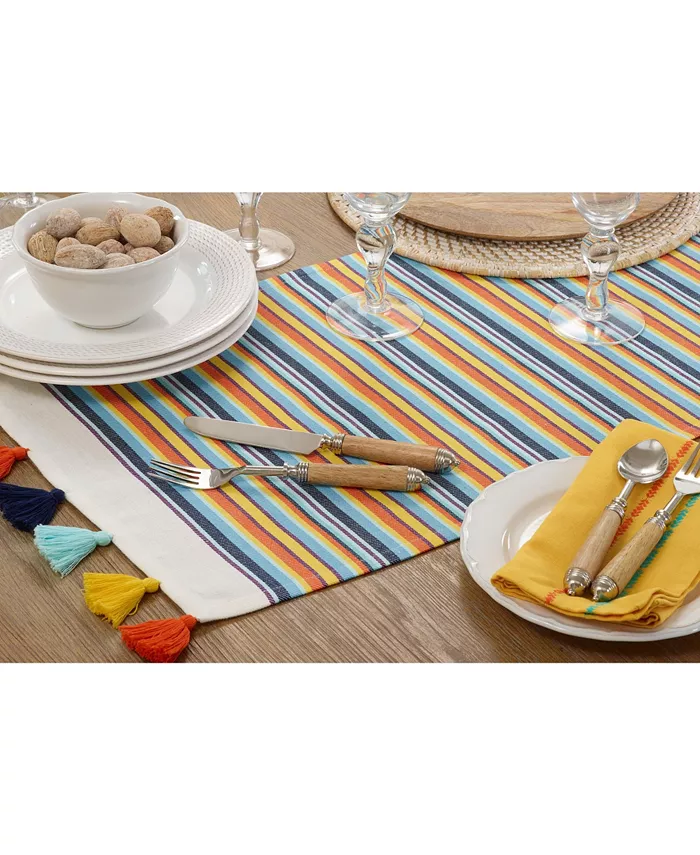 Saro Lifestyle Fiesta Table Runner with Striped Design 72 x 16