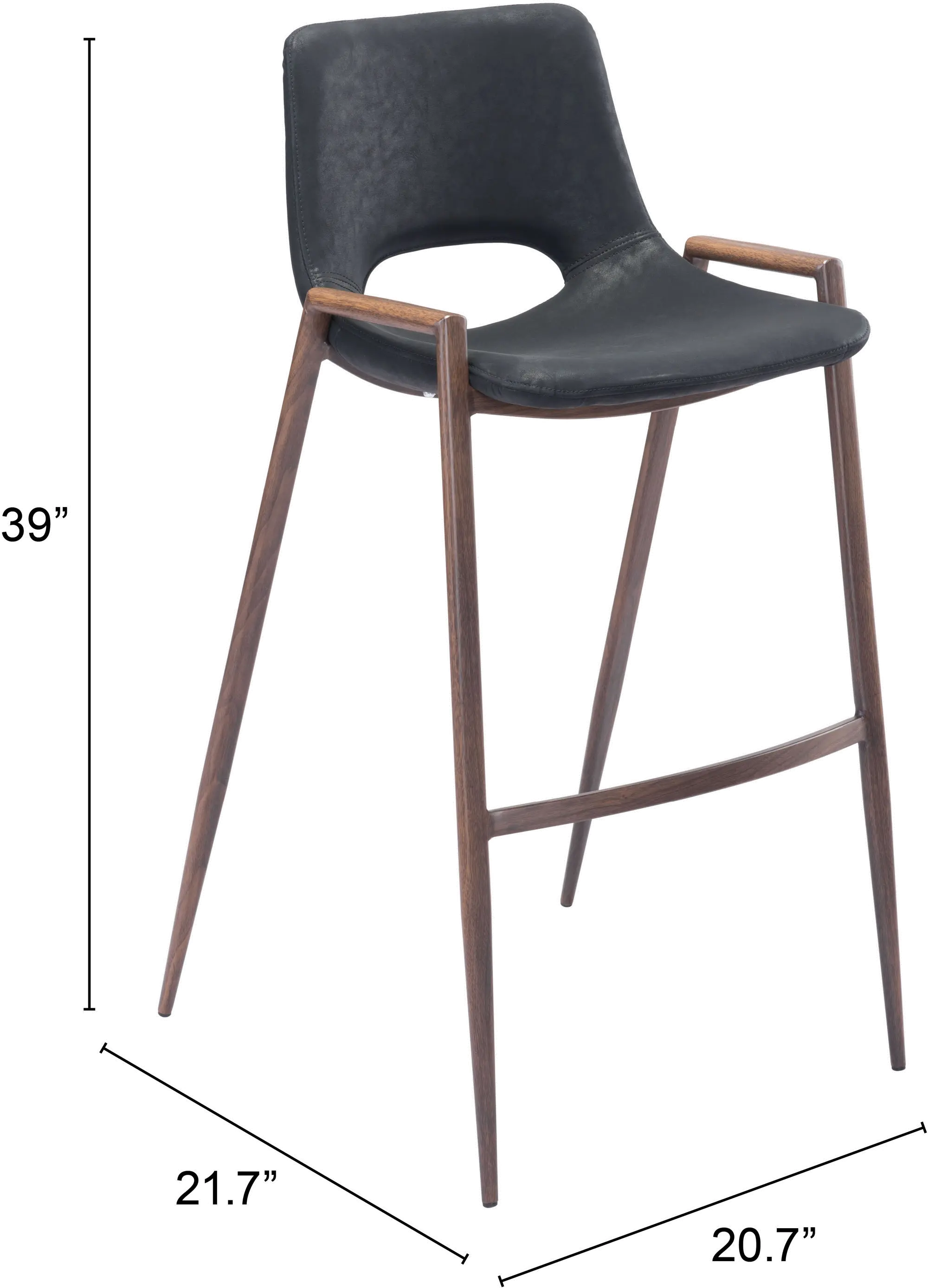 Desi Black Bar Stool， Set of 2