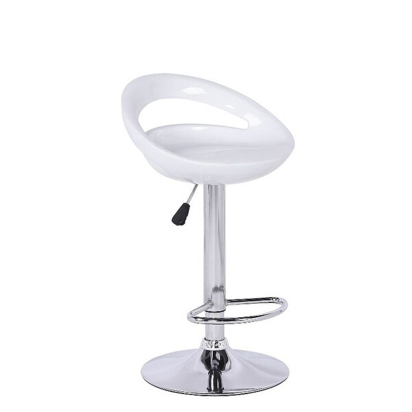 Stool Made Of Abs Plastic And Stainless Steel Base， Adjustable Seat Height， Set Of 4 - White