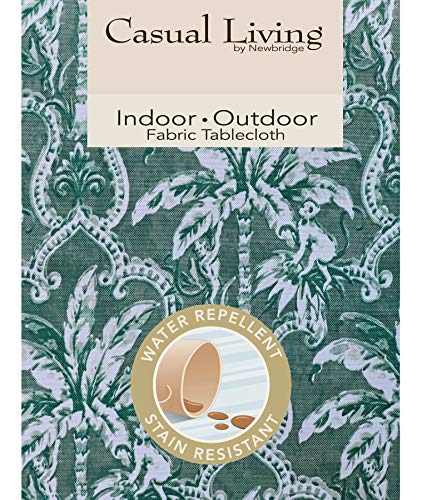 Newbridge Rafiki Green Tropical Jungle Print Indoor/Outdoor Fabric Napkins - Rainforest, Monkey and Palm Tree Theme, Water and Stain Resistant Tablecloth, 70 Round Zippered Umbrella Tab