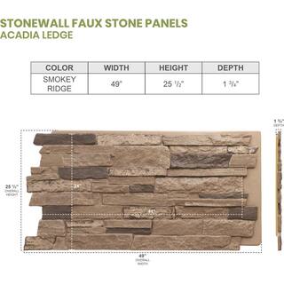 Ekena Millwork 49 in. x 25-12 in. Acadia Ledge Stacked Stone StoneWall Faux Stone Siding Panel PNU24X48ALSR