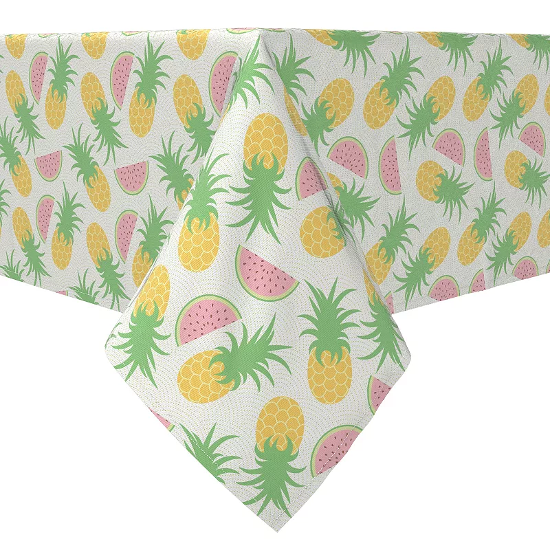 Rectangular Tablecloth， 100% Cotton， Pineapple and Watermelon Graphics