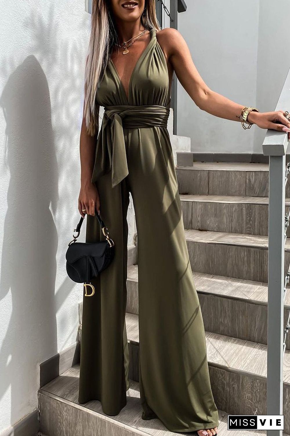 Sleeveless Back Criss Cross Jumpsuit