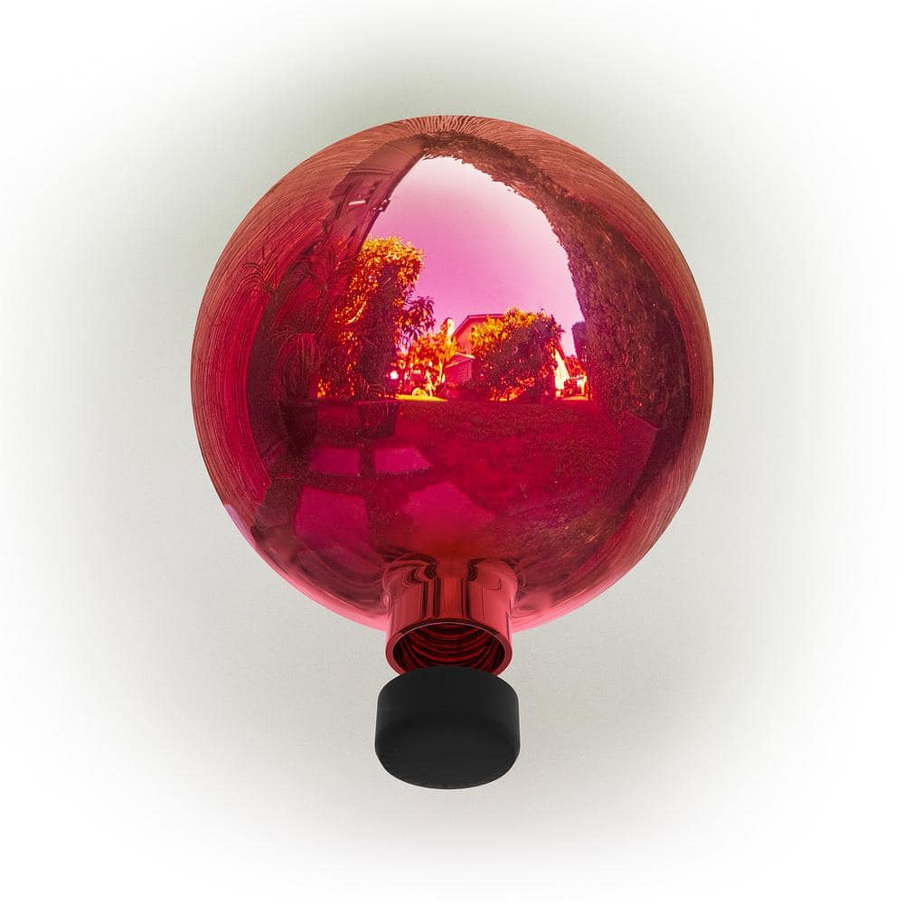 Alpine Corporation 10 in. Dia Indoor/Outdoor Glass Gazing Globe Yard Decoration, Red GLB292RD