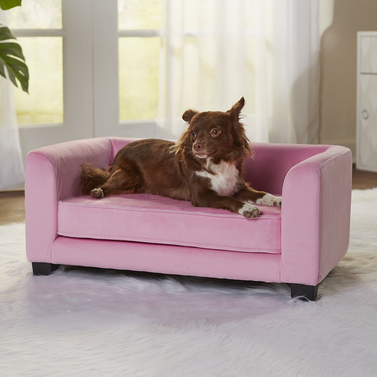 Enchanted Home Pet Surrey Cat and Dog Sofa Bed， Small (Pink)