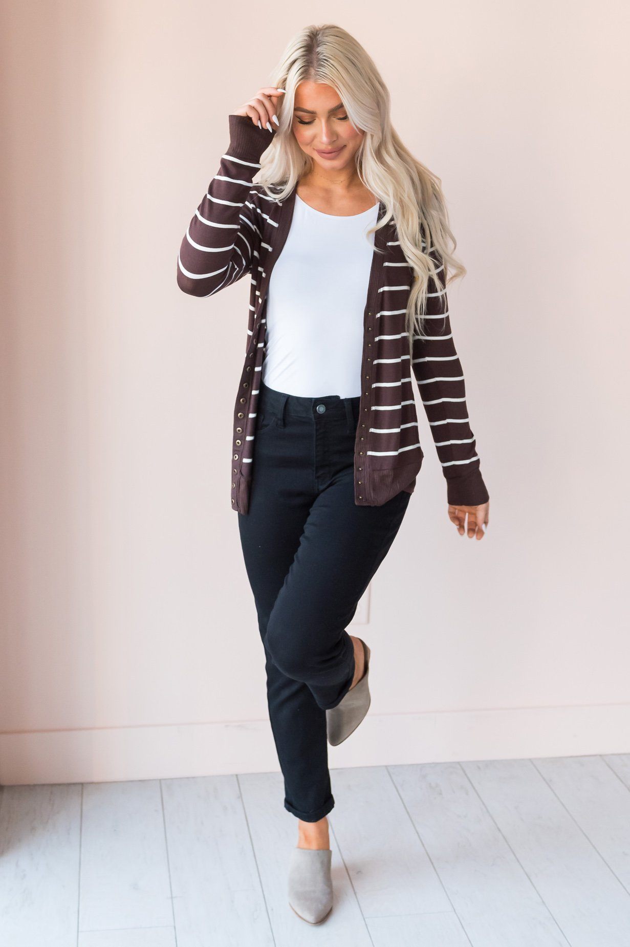 Sweet Stripes Modest Cardigan