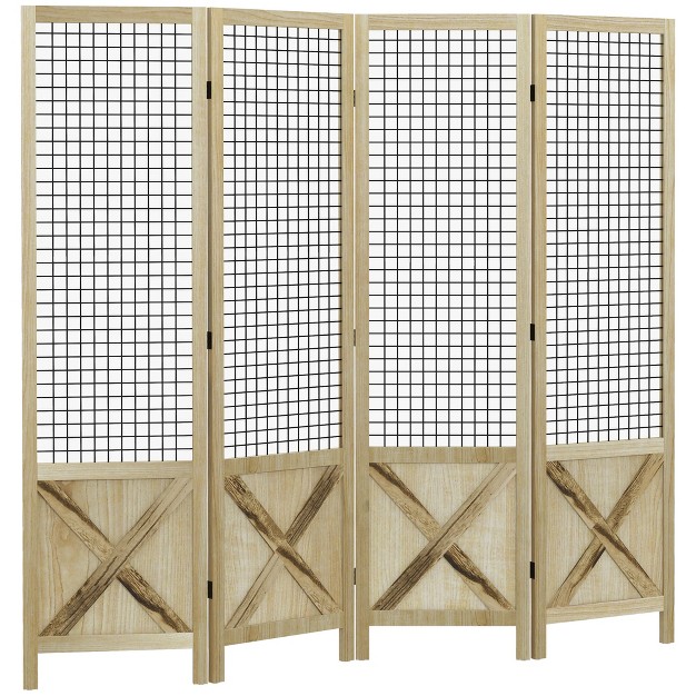 Homcom 4 7 Ft Tall Room Divider 4 Panel Folding Privacy Screen Portable Partition Wall Divider For Home Office