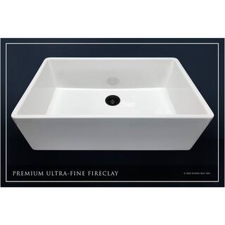 Fossil Blu Luxury White Solid Fireclay 36 in. Single Bowl Farmhouse Apron Kitchen Sink with Matte Black Accs and Flat Front WHS1008MB