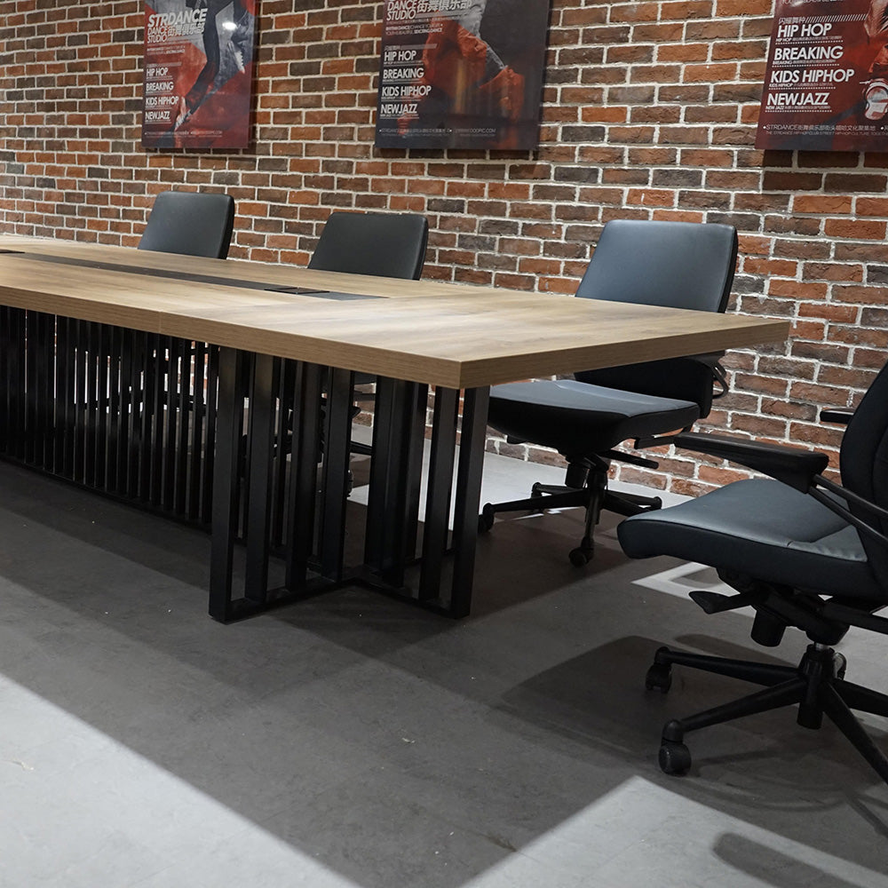 VIDAL Boardroom Table 3.0cm x 1.2m - Warm Oak & Black