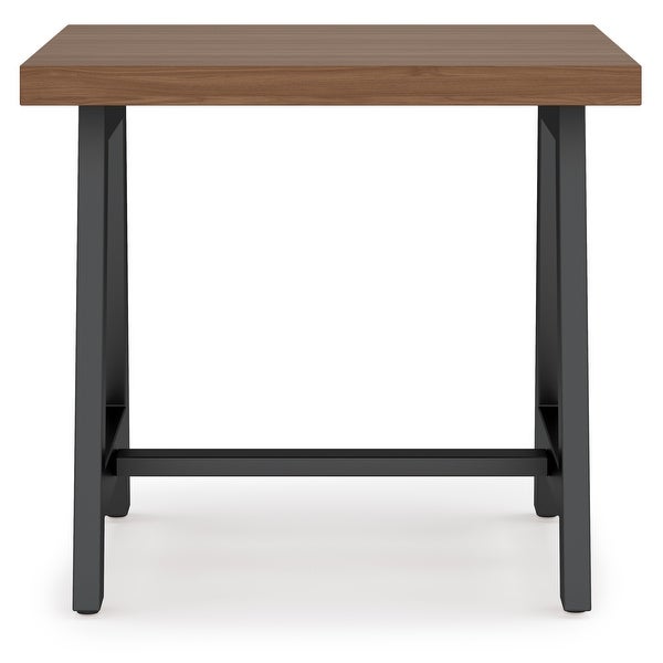 WYNDENHALL Hawkins and Metal 22 inch Wide Square Solid Walnut Veneer and Metal End Table in Walnut - 50 inch Wide