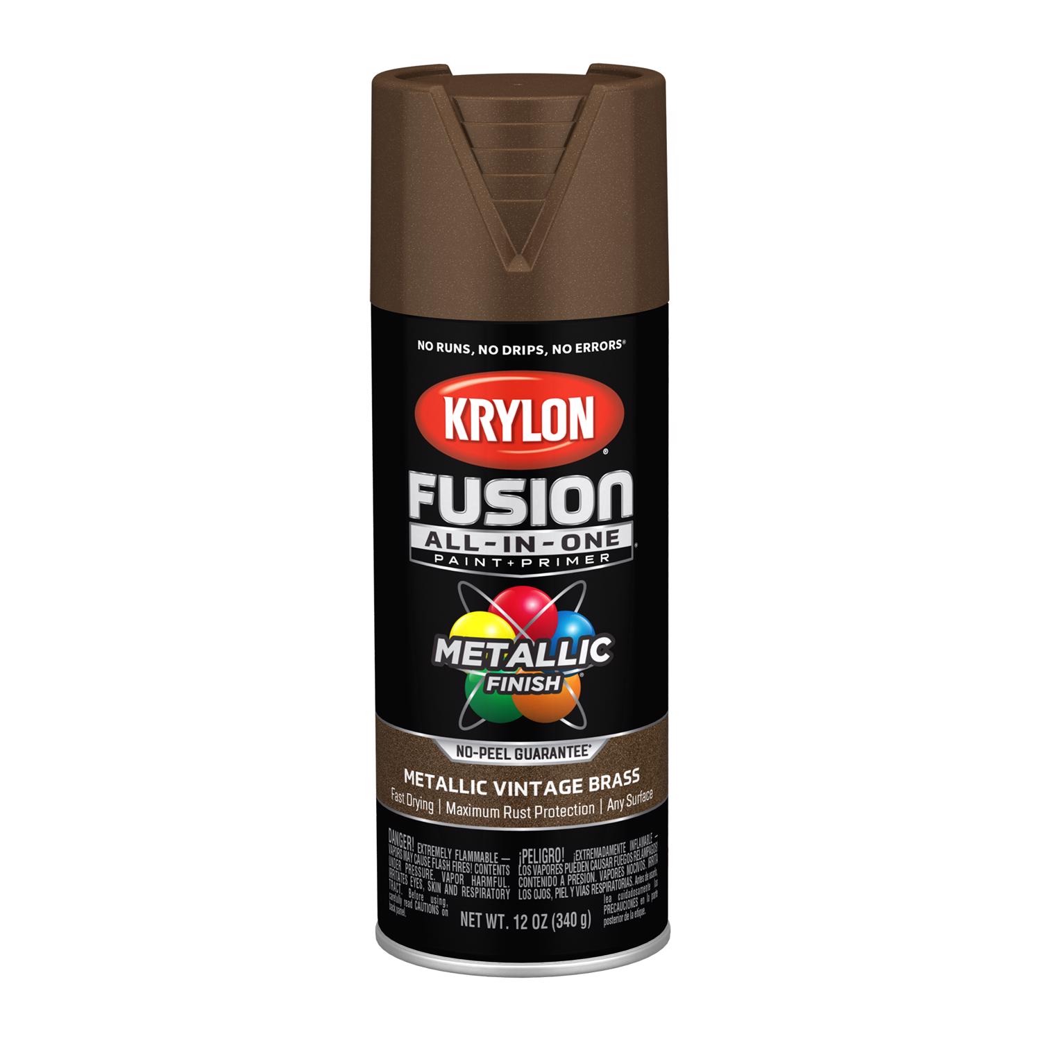 Krylon Fusion All-In-One Metallic Vintage Brass Paint+Primer Spray Paint 12 oz