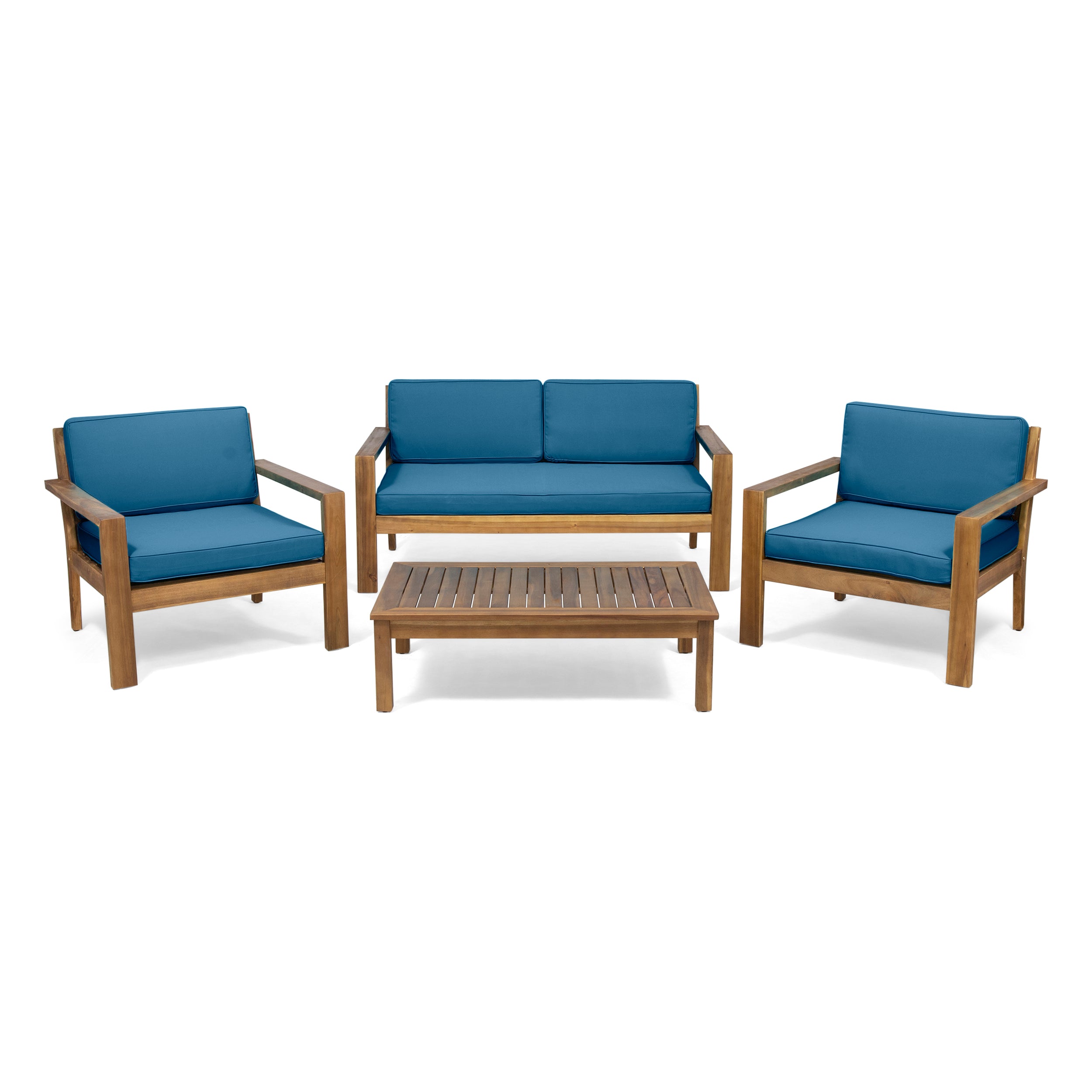 Gloria Outdoor 4 Seater Acacia Wood Chat Set with Cushions