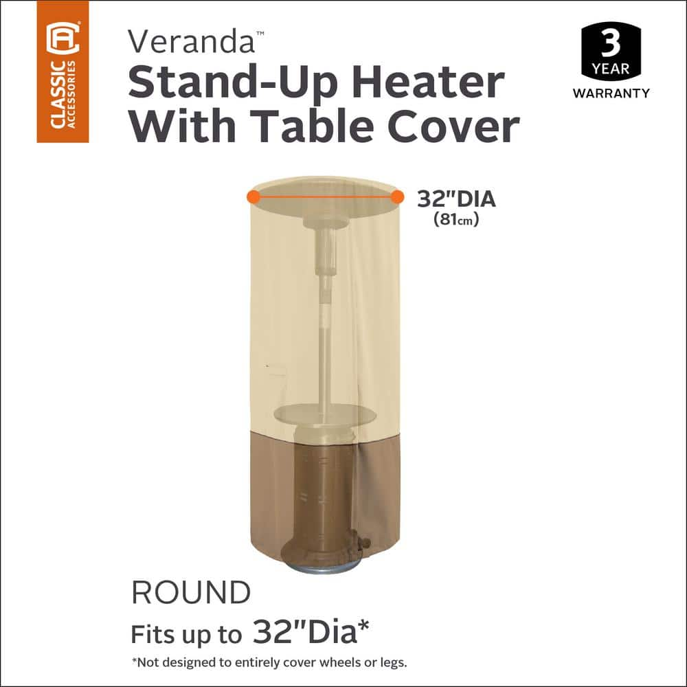 Classic Accessories Veranda Round Stand-Up Outdoor Heater with Table Cover 55-995-015101-00