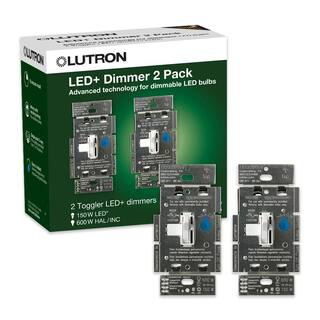 Lutron Toggler LED+ Dimmer Switch for Dimmable LED Bulbs 150W LEDSingle-Pole or 3-Way White (TGCL-153P-WH-2) (2-Pack) TGCL-153P-WH-2