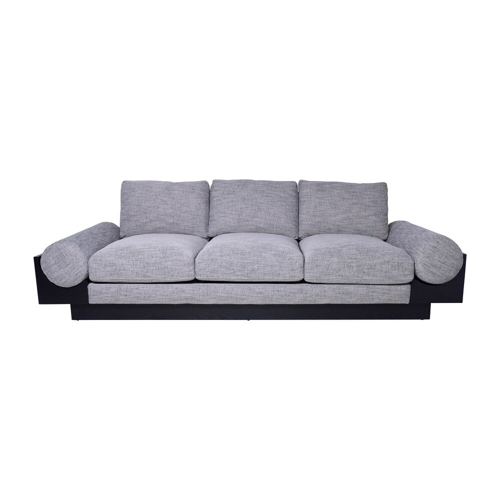 3 Seater Bolster Sofa Black Wood Base Tan/Blk  Rectangle  32\