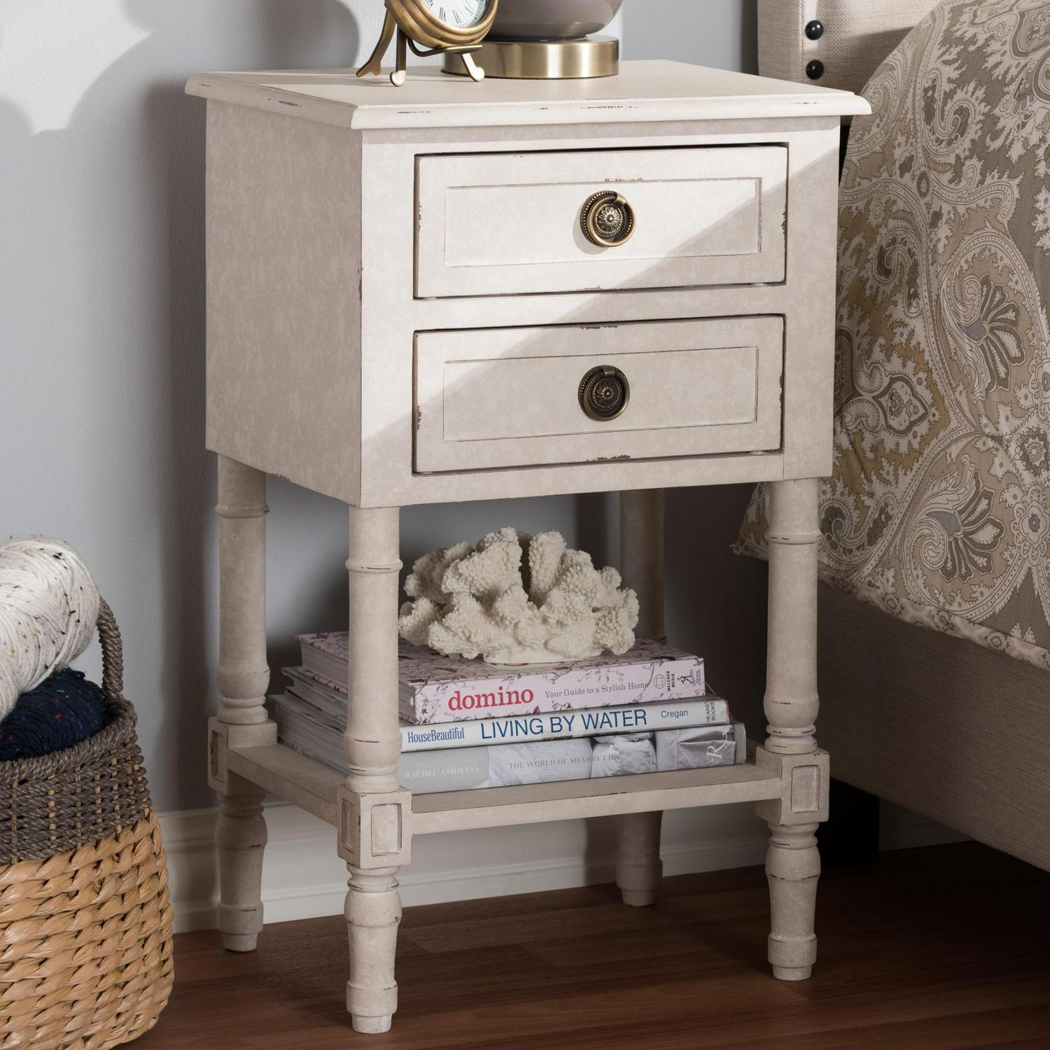 Baxton Studio Lenore 2 Drawer Nightstand