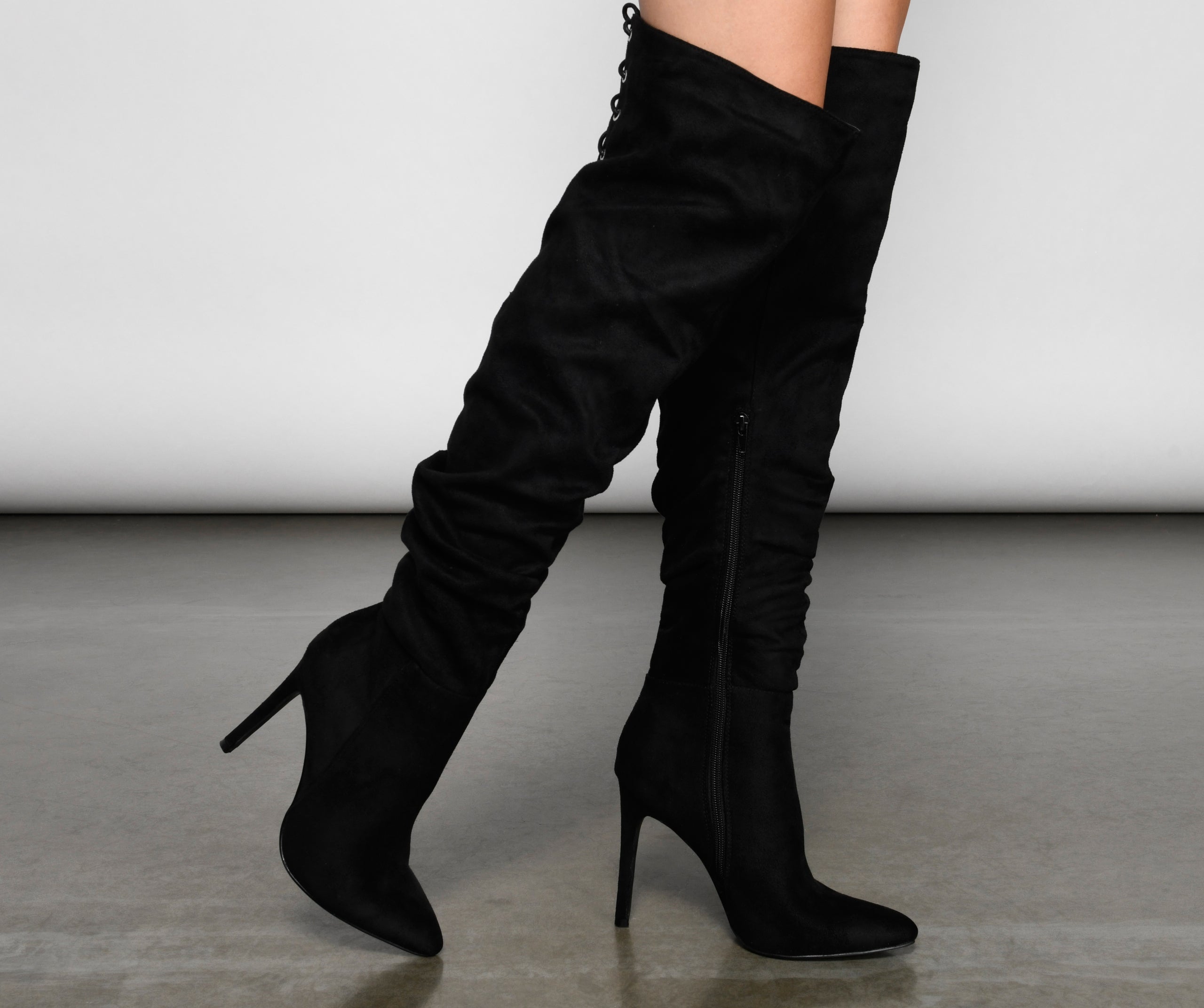 Run This Town Lace-Up Scrunched Boots