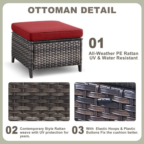 Wicker Rattan Ottoman Outdoor Patio Ottoman