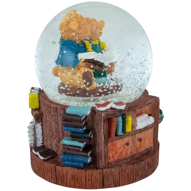 Musical Reading Teddy Bears Snow Globe