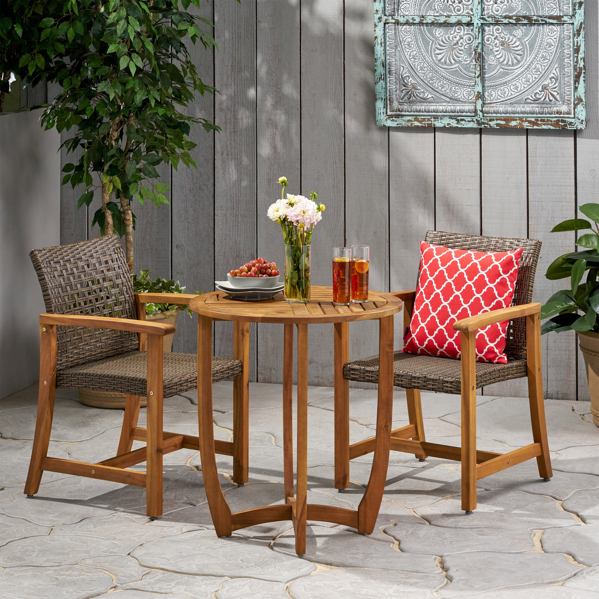 Ayush Outdoor 2 Seater Acacia Wood Dining Set