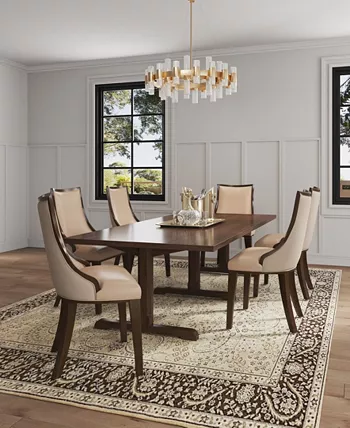 Manhattan Comfort Grand 4-Piece Beech Wood Faux Leather Upholstered Dining Chair Set