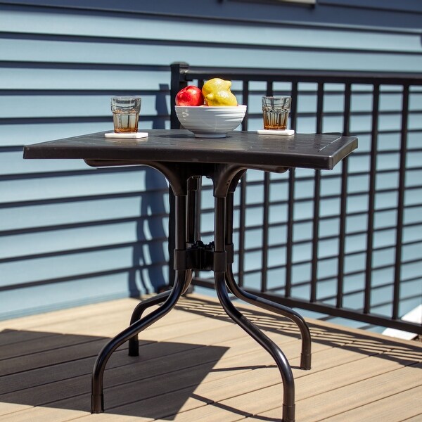 Square Plastic Top Outdoor Dining Table with Iron Legs