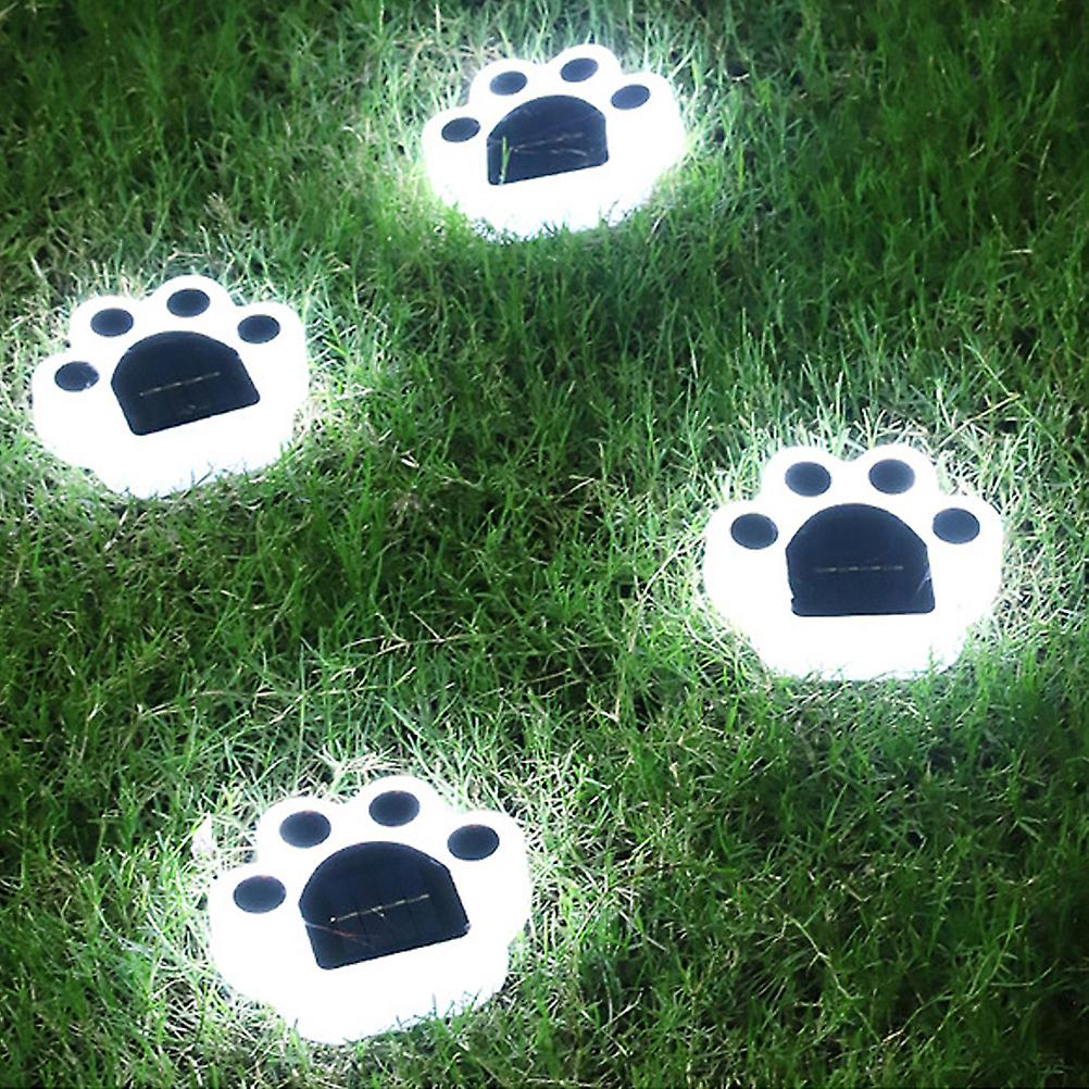 4Pcs Paw Print Solar Outdoor Lights Rechargeable LED Garden Lights Lamp Walkway Lighting for Lawn Patio Yard