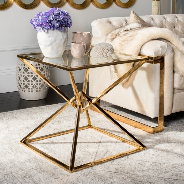 SAFAVIEH Couture Fiorella Glass Top End Table - 24 IN W x 24 IN D x 24 IN H